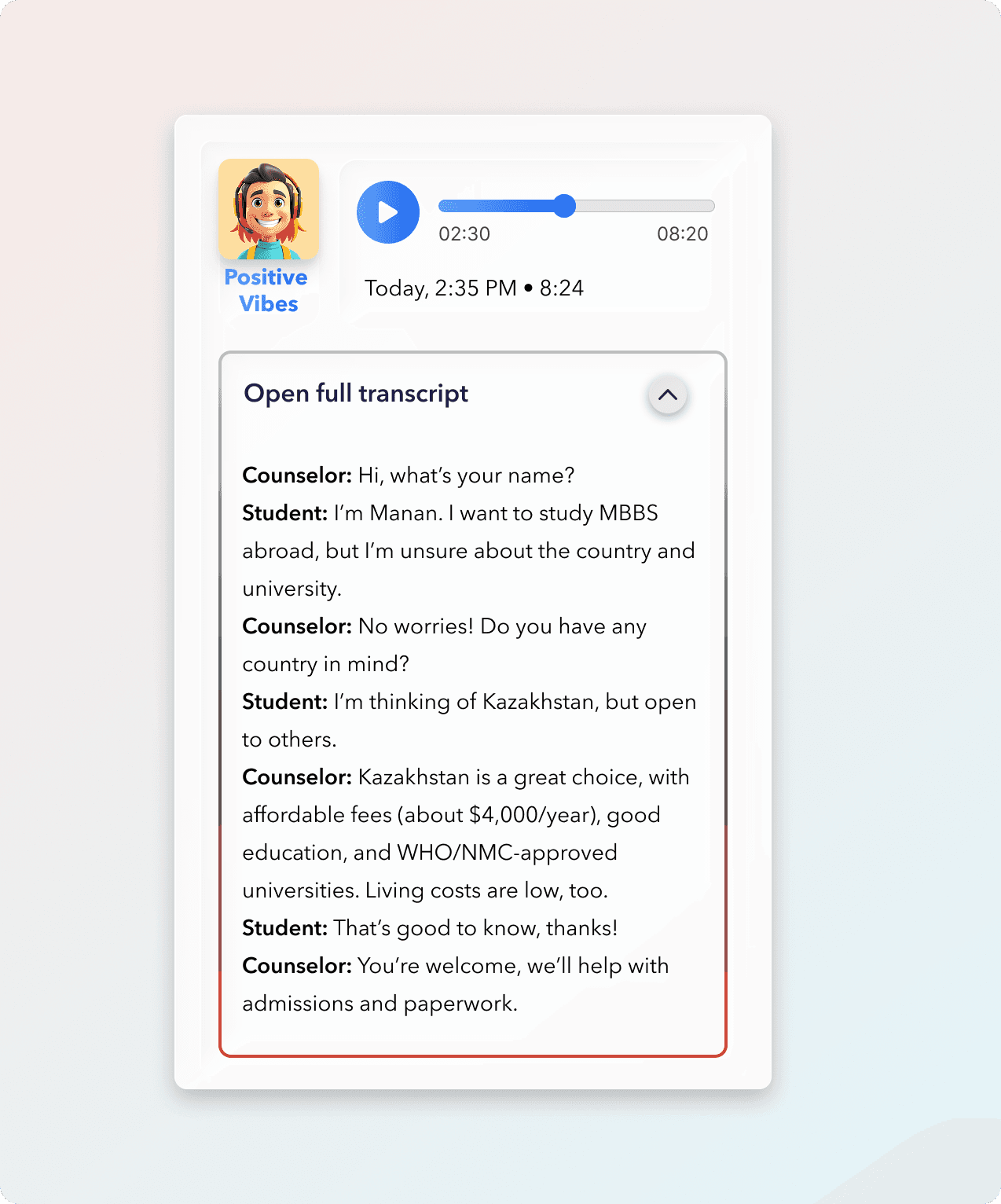Live Call Transcript